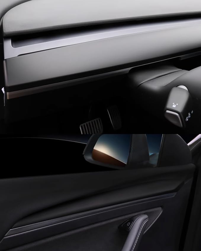 Matte Black Dashboard Cover and Front Door Cover Compatible with Tesla Model 3(2021-2023) and Model y(2019-2024 (Matte Black)