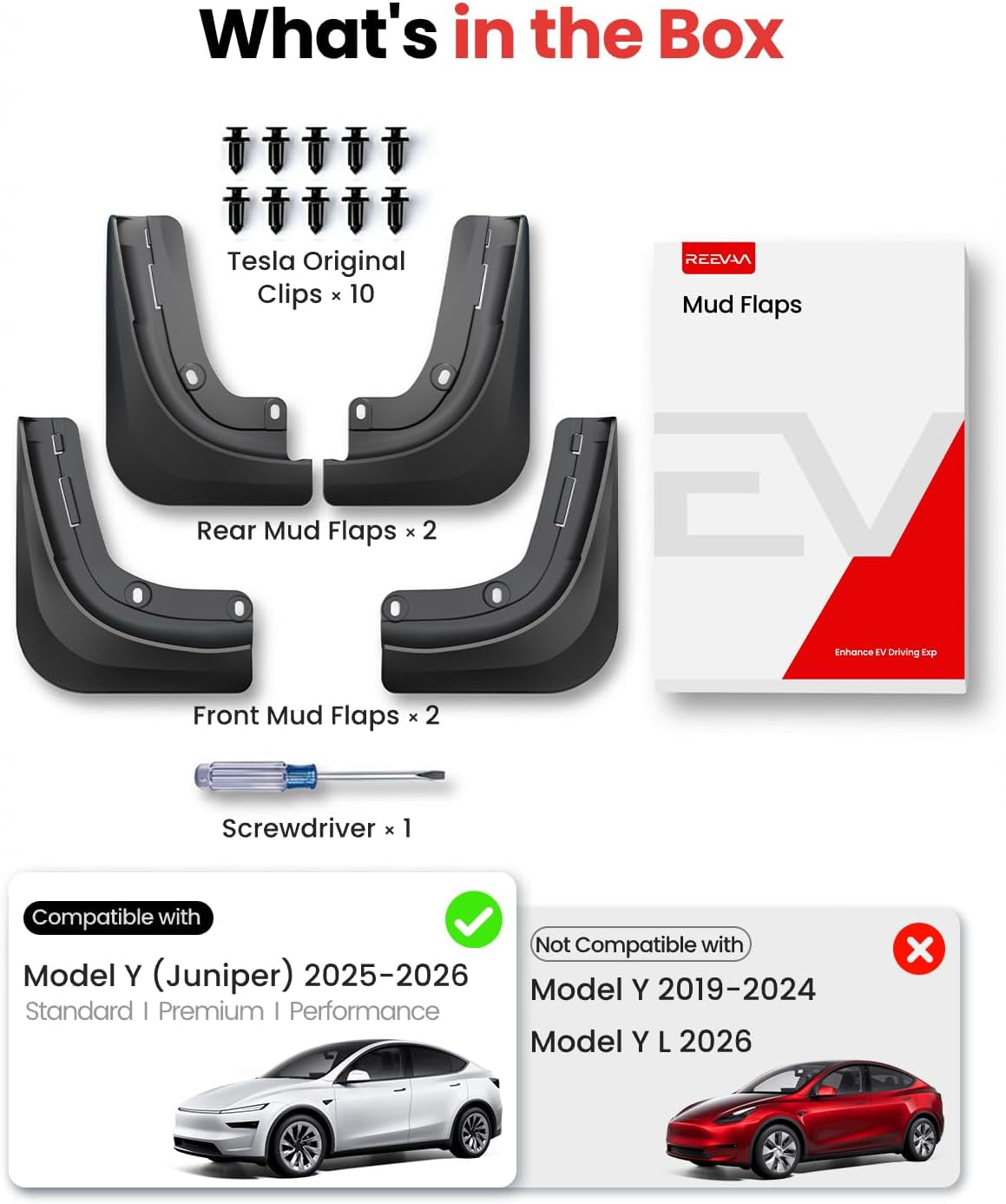 Tesla Model Y Juniper 2025–2026 Mud Flaps Accessories, Set of 4