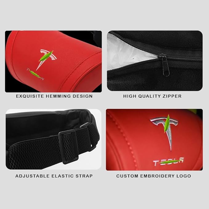 Car Headrest Neck Pillow Support Memory Foam Ergonomic Design Accessory for Driving Seat Fatigue Relief Compatible with Model S X 3 Y & Cybertruck - 1 Piece