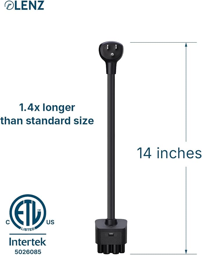 LENZ NEMA 5-15 Adapter: Compatible ONLY with Tesla Mobile Charger Gen 2 & 3, This Adapter Plugs into Your 120 V 5-15 Outlet at 12 Amps (Verify Before Purchase), 14-Inch Length