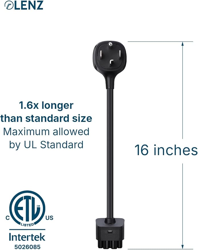 LENZ NEMA 14-30 Adapter for Tesla Mobile Connector Gen 2 & Gen 3, 24A Max Charging on 240V 14-30 Outlets (Adapter Only, Not a Charger)
