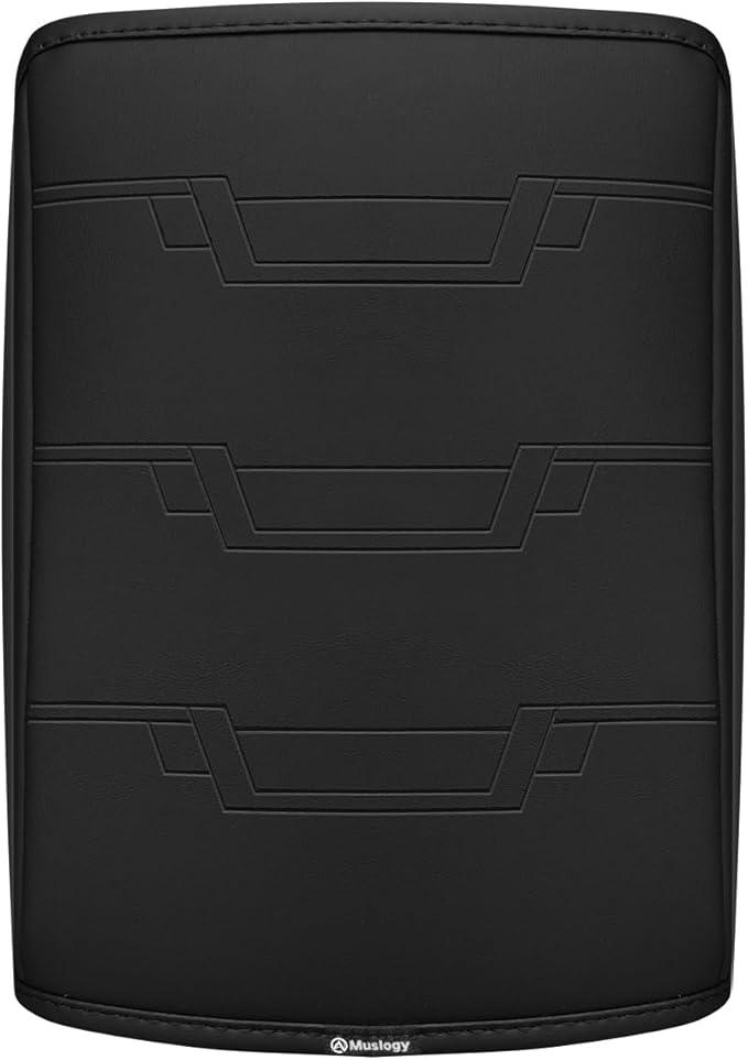 Muslogy Center Console Armrest Cover Fit for Nissan Frontier 2005-2021 & Xterra 2005-2015 Accessories, Comfort Armrest Pad Console Lid Cushion Vegan Leather 1-Inch Extra Thick