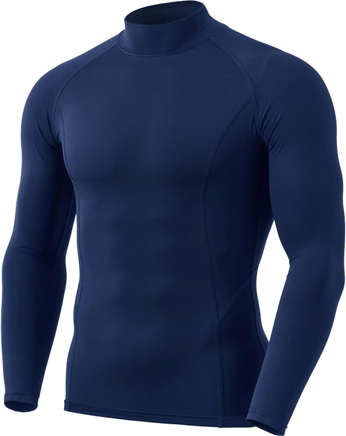 TSLA Men's Thermal Long Sleeve Compression Shirts, Mock/Turtleneck Winter Sports Running Base Layer Top