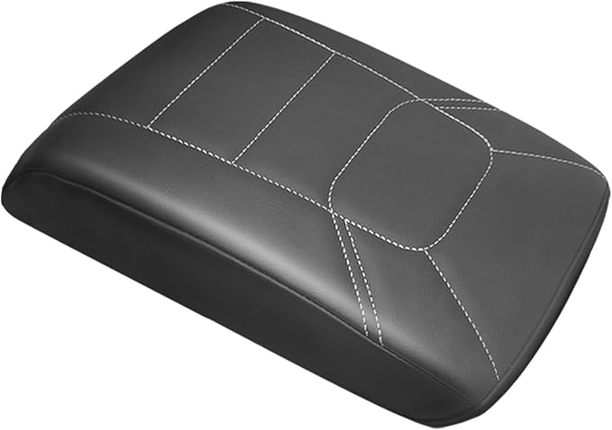 Muslogy Center Console Armrest Cover Fit for Mazda CX-5 CX5 2017-2025 2026 Accessories, Comfort Armrest Pad Console Lid Cushion Vegan Leather Regular Thick (Black/White Trim)