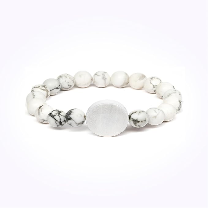 CNICK Tesla Key Bracelet Accessories: Effortlessly Lock, Unlock, and Start Your Tesla Model 3/Y/X/S with Style, The First Tesla Bracelet Accessory for Men and Women. (22cm / 8.7" Howlite)