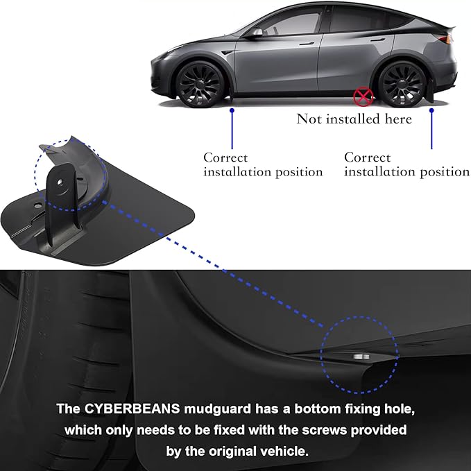4Pcs for Tesla Model Y Mud Flaps Accessories 2020-2024(Not Fit Juniper) Splash Guards Tire Protector Mudguard Mudflaps