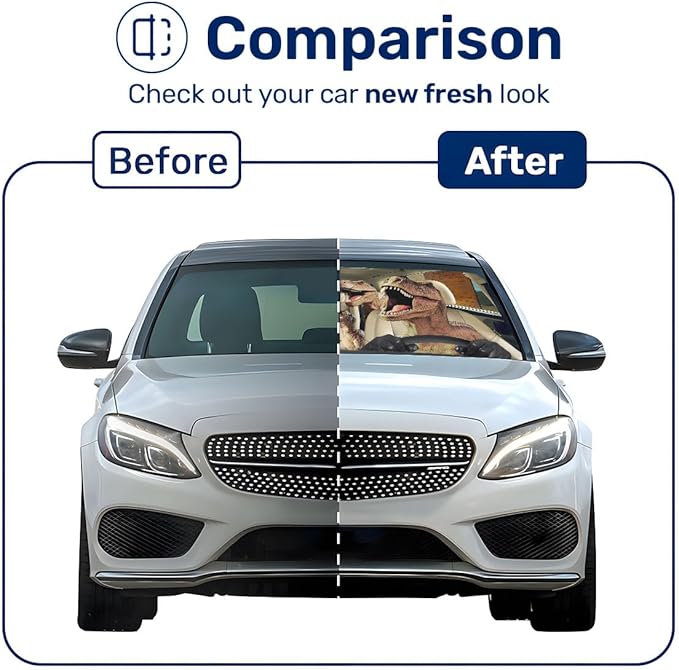 Horror Windshield Sun Shade for Car SUV Truck (55x30 Inches), Front Window Visor for Windows, Protector Blocks UV