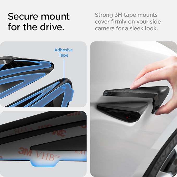 Spigen Side Camera Protection Cover for Tesla Model Y Juniper (Standard, Premium & Performance 2026/2025) and Model 3 Highland (Standard, Premium & Performance 2026/25/24) - Black