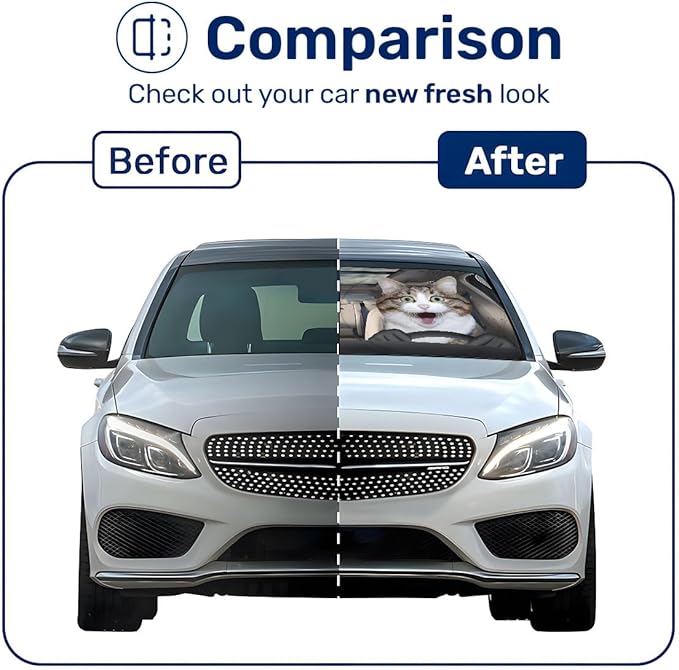 Horror Windshield Sun Shade for Car SUV Truck (55x30 Inches), Front Window Visor for Windows, Protector Blocks UV