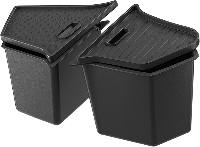 Model Y 5 Seater Rear Trunk Storage Bins with Lids for 2023-2024-(No for 2025 New Model Y Juniper) 2PCS Model Y Rear Trunk Storage Box TPE Waterproof Trunk Organizer Interior Accessories