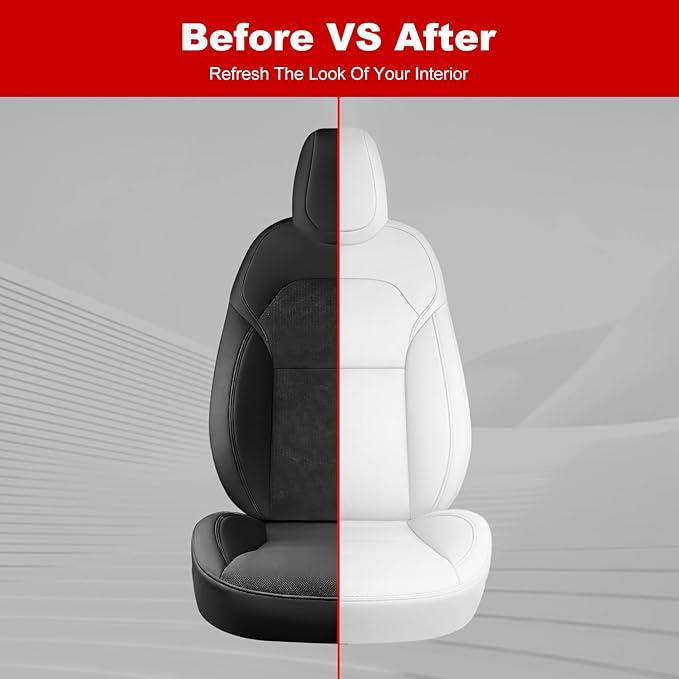 Front Seat Covers for 2025–2026 Tesla Model Y Juniper, Nappa Leather Custom Fit Front Row 2-Piece Set, Airbag Compatible Car Interior Seat Cushion Covers, White, 2-Pack
