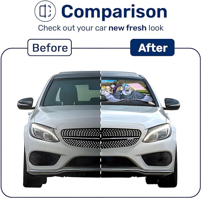 Horror Windshield Sun Shade for Car SUV Truck (55x30 Inches), Front Window Visor for Windows, Protector Blocks UV