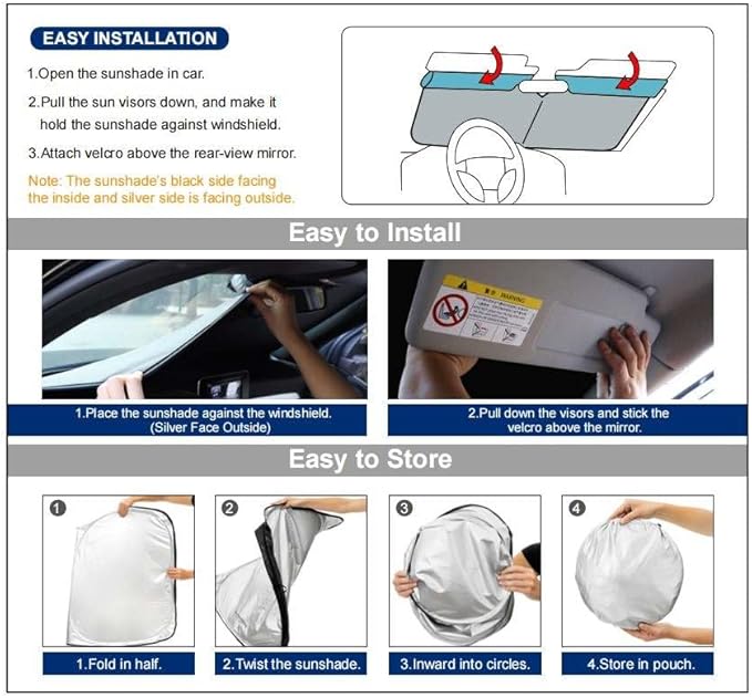 Tesla Model Y Window Shade, Tesla Model 3 Sunshade with Triple-Layer Insulation, Custom Fit Sunshade for Tesla S, X, 3 and Y. This is The Best Tesla Model Y Sunshade, You Should Try it!