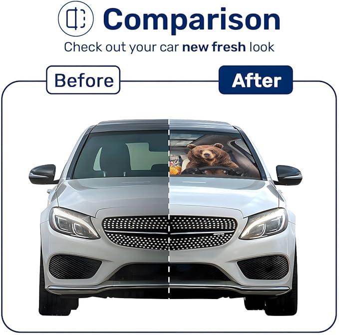 Horror Windshield Sun Shade for Car SUV Truck (55x30 Inches), Front Window Visor for Windows, Protector Blocks UV