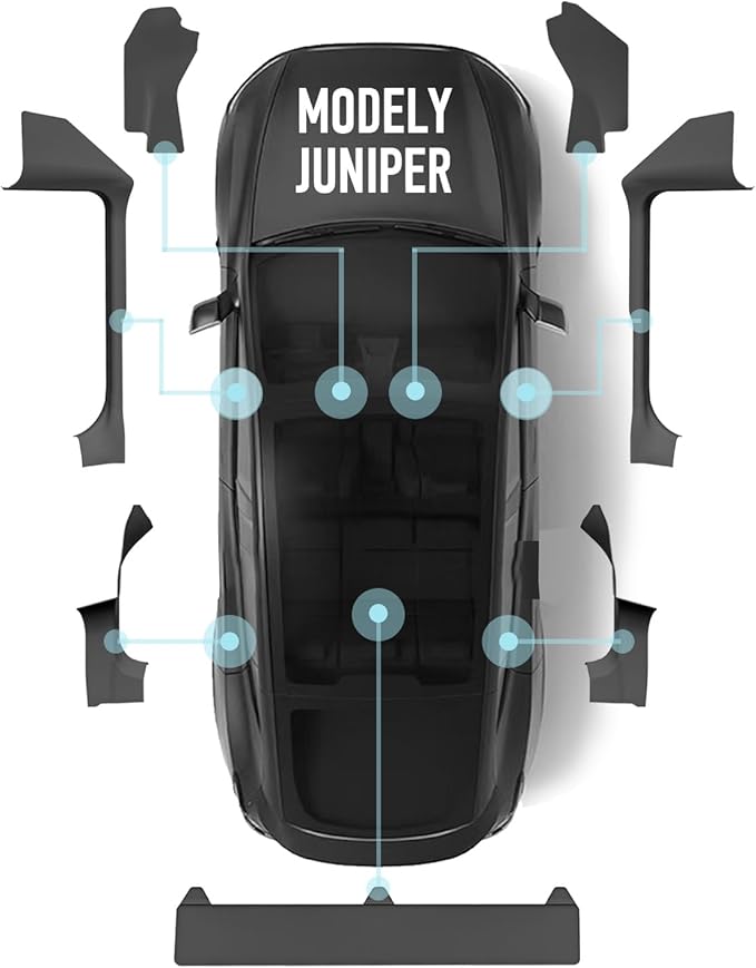 for 2025+ Tesla Model Y Juniper 7PCS TPE Door Threshold Strip & Center Console Saddle Side Protectors & 2nd Row Seat Lower Protector Anti-dust Pads 2025 2026 Model Y Juniper Accessories