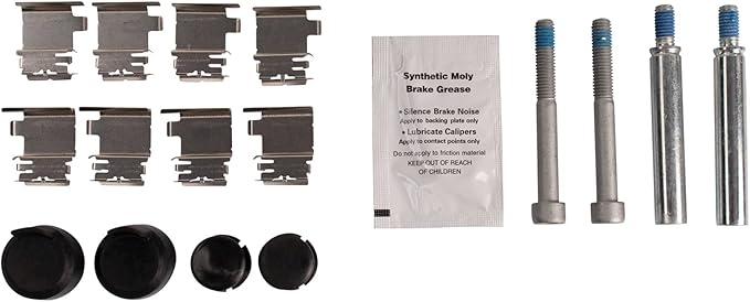 TRQ Front Ceramic Brake Pad Set Includes Hardware and Contact Point Grease Compatible with 20-23 Ford Transit-150 Transit-250 with Heavy Duty Front Axle Models