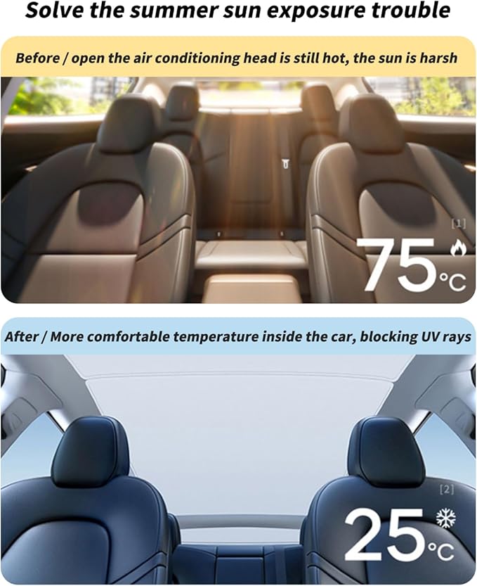 Roof Sunshade,Windshield Sunshade,Rear Windshield Sunshades,Glass Sunroof Shade UV Sun Blocking Heat Shade Comptatible with Tesla Model X