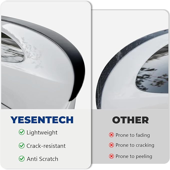 Spoiler Fit for 2020-2024 Tesla Model Y Spoiler | Gloss Black OEM-Style Rear Wing | Easy Drill-Free Installation | Base & Standard & Performance Models