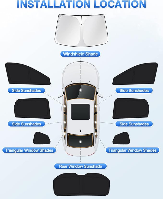 Sunshades for 2021-2025 2026 Nissan Rogue (NOT for Nissan Rogue Sport) Accessories Windshield Sunshade Side Rear Windows Sun Visor Privacy Protection Keep Vehicle Cool Black 8PCS