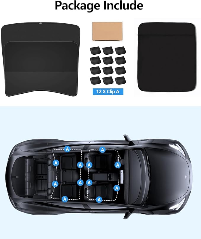 2025 Tesla Model 3 Sunshade Roof 2025 2024 Highland Roof Sunshade No-Gap & Sag-Free Glass Model 3 Accessories Nano Ice-Crystal Coatings Heat Insulation Glass Sun Shade Black