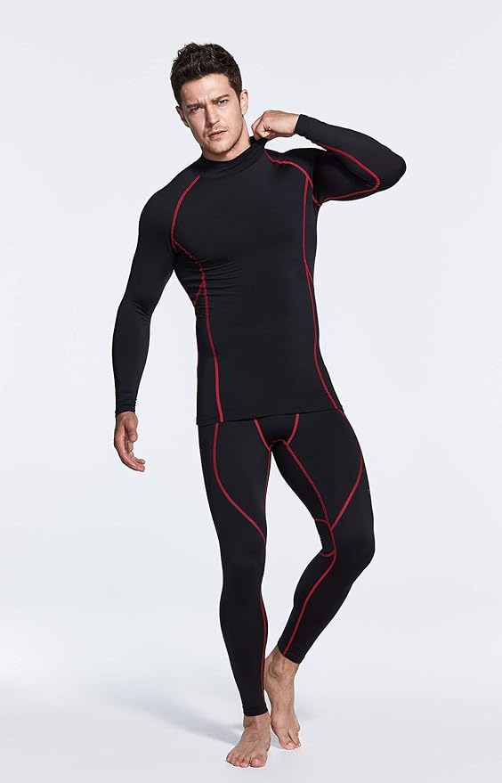 TSLA Men's Thermal Long Sleeve Compression Shirts, Mock/Turtleneck Winter Sports Running Base Layer Top