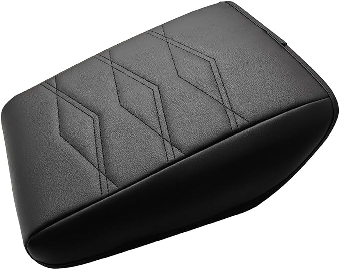 Muslogy Center Console Armrest Cover Fit for Volkswagen Atlas & Cross Sport 2024-2026 Accessories, Comfort Armrest Pad Console Lid Cushion Vegan Leather Regular Thick (V1_Black)