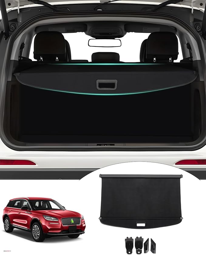 Powerty Cargo Cover for 2020-2025 Lincoln Corsair Accessories Trunk Cover Retractable Trunk Shielding Shade Cargo Luggage Cover Black