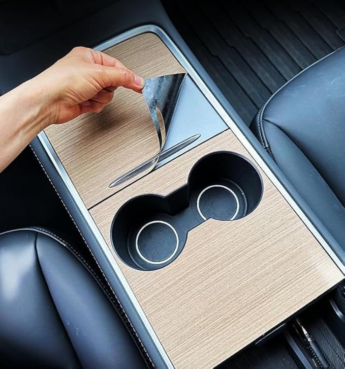 frani Center Console Wrap (Wooden Edition) Designed for Tesla Model 3/Y 2021-2025,Tesla Center Console Cover for Model 3/Y(Not for Model 3 Highland 2024-2025)