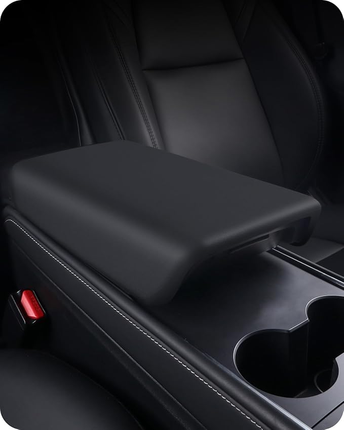 BASENOR Upgraded Tesla Model Y Model 3 Center Console Cover TPU Armrest Cover Non-Slip Protector Armrest 2017-2024 Tesla Interior Accessories Black (Not Compatible with 2024 2025 Tesla Model 3)