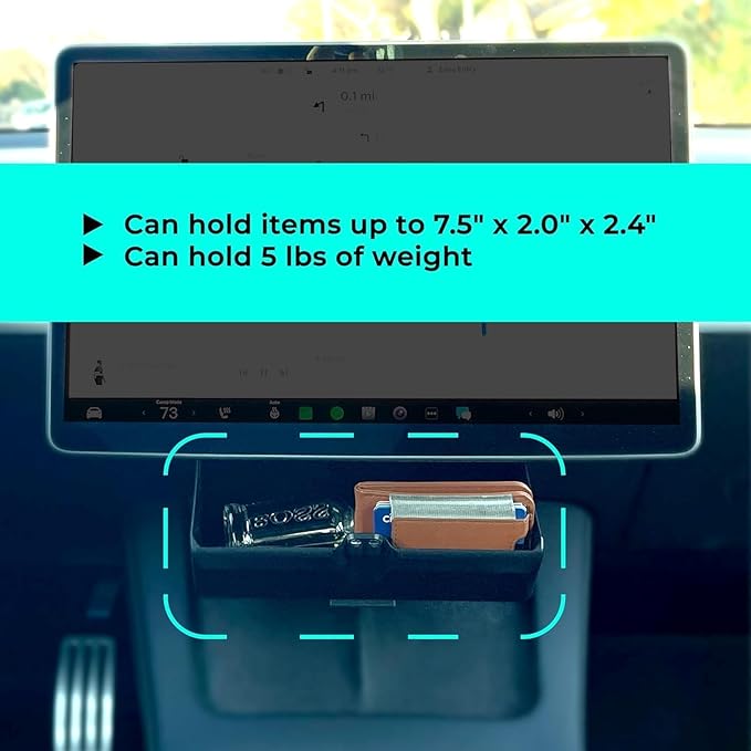 Hidden Under Screen Storage Box for Tesla Model 3 2019~2023 and 2024 and Earlier Model Y - Closeable Tesla Center Console Organizer - Perfect for Sunglasses, Mobile Phone and Key Cards