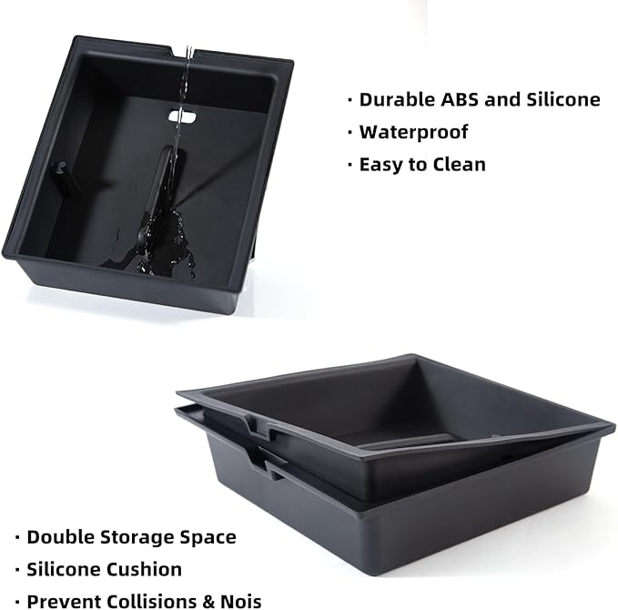 Tesla Model Y Juniper Center Console Organizer 6 PCS Silicone 2025 2026 New Tesla Model Y Juniper & Model 3 Highland Accessories Silent Hidden Storage Box with Rear Air Vent Protector