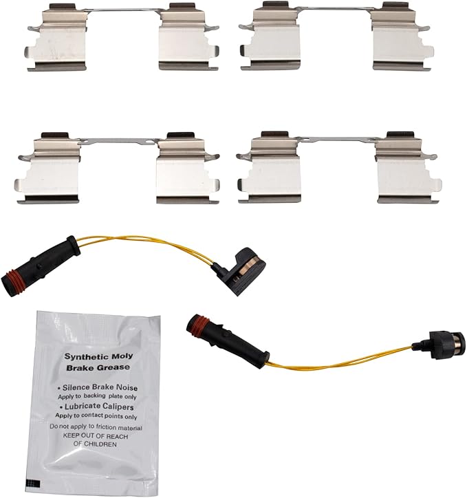 TRQ Front Ceramic Brake Pad Set Includes Contact Point Grease and Hardware Compatible with 07-09 Dodge Sprinter 3500 07-20 Freightliner Sprinter 3500 10-21 Mercedes-Benz Sprinter 3500