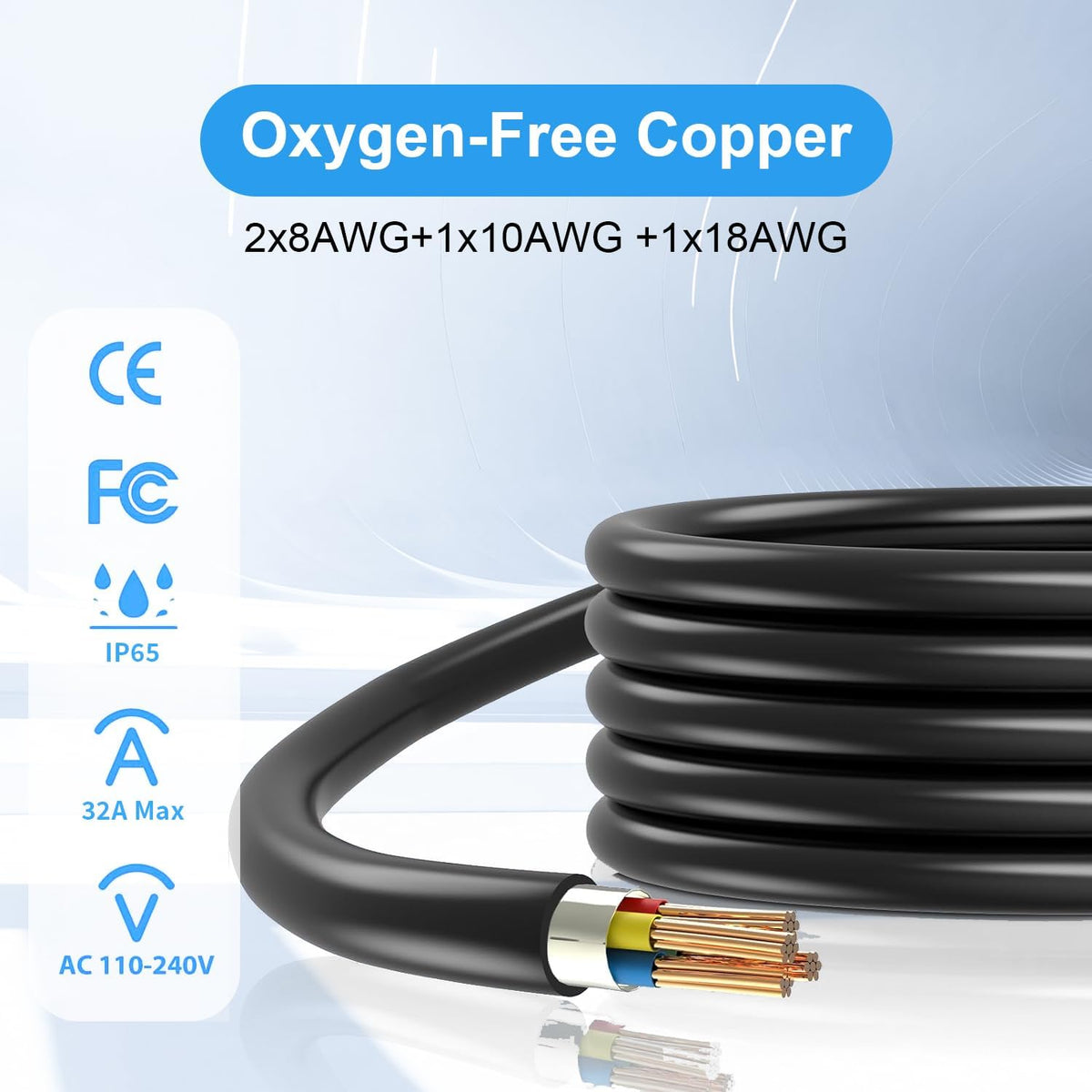 Tesla Charger Extension Cable Compatible with Tesla Model X/Y/3/S, 20Ft EV Charging Extension Cable 110-240V 48A Tesla EV Charger Extension Cords