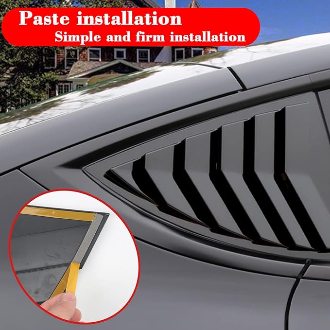 YHCDSEA for Model Y Side Window Louver Cover Sport Style for Tesla Model Y 2021 2022 2023 2024 2025 2026 Accessories (Glossy Black)