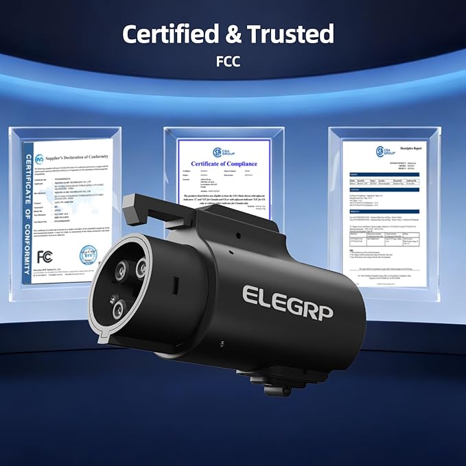 ELEGRP 80A Tesla to J1772 Adapter, NACS to J1772 EV Charger Adapter for Level 2 Charging, Compatible with Tesla High Powered Connector, Destination Charger, Mobile Connector, with Carry Bag