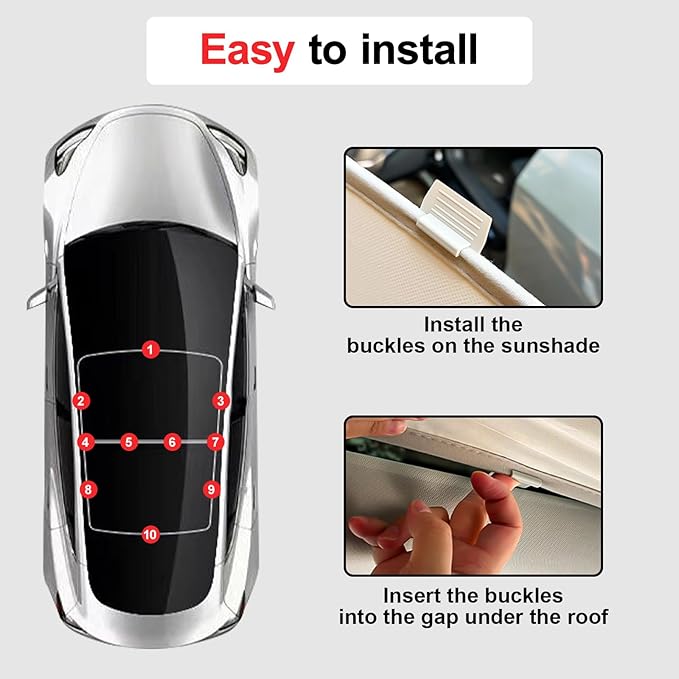 Roof Sunshade for Tesla Model Y 2025-2020, Insulation UV Rays Protection 2025 Sunroof Shade & 2025 Sunshade Roof for Tesla Model Y Accessories 2025 Beige(Not Fit 2025Juniper)