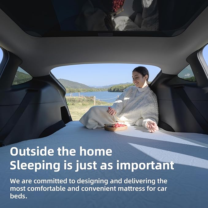 CloudCore 4.5inch Foam Mattress for Tesla Model Y, Full Size Bed, Vacuum Compression, Roadtrip, Job Shifts, Nap, Camping, Guests & Home, Rechargeable Pump and Eyemask Provided (2020-2024 Model Y)