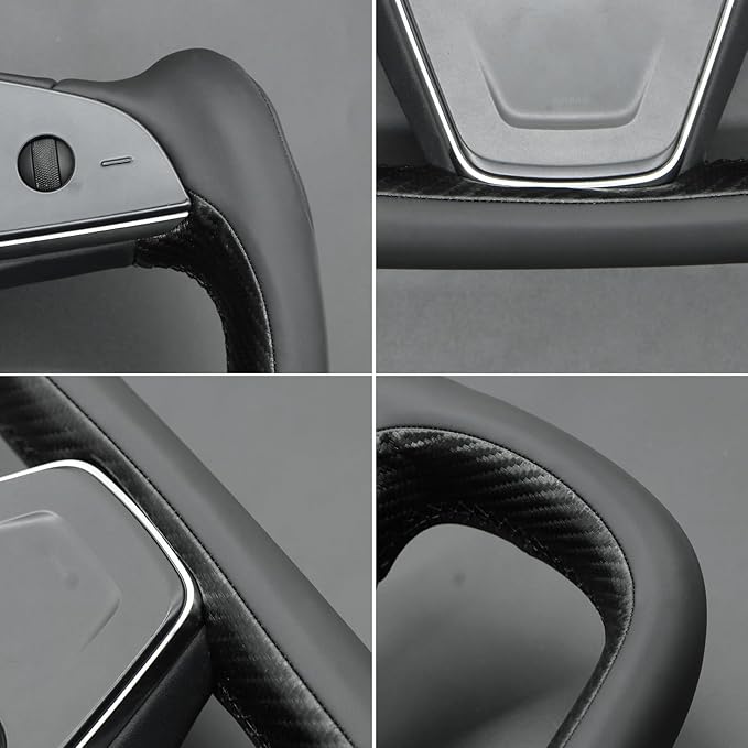 MEWANT Hand Stitched Tesla Model S Yoke Real Leather Steering Wheel Cover Wrap for Tesla Model S 2021-2023 / Model X 2021-2023 Tesla Yoke Steering Wheel Accessories(3D Style)