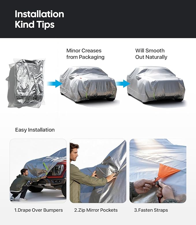 Wigoo GMC Sierra 1500 2500 3500 Truck Car Cover Accessories 2019-2026, Custom Fit Waterproof All Weather Outdoor Pickup Cover, Windproof UV Rain Snow Dust Protection, Door Zipper, Reflective Strips