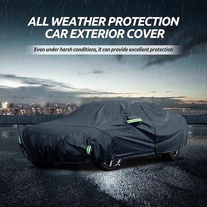 Migaven 6 Layers Car Cover Custom Fit for Dodge Challenger 2008-2025, Waterproof Full Exterior Cover Rain Sun Protection with Door Zipper & Inner Cotton