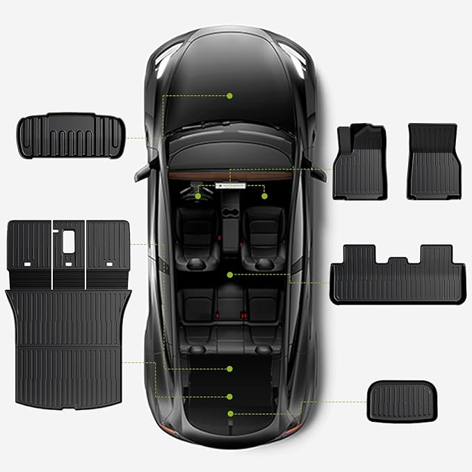 Floor Mats for 2026 2025 Tesla Model Y Juniper Standard Only, Full Coverage All Weather Floor Mat Cargo Liner Frunk Backrest Mats Juniper Accessories (Not for Premium and Performance)