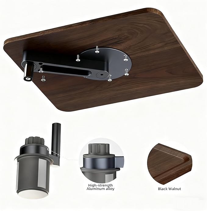Wood Car Desk for Laptop, 360° Rotating Wood Cup Holder Table Tray for Drivers and Passengers, Car Accessories Compatible with Tesla Model Y/3/S, Ford F150/Explorer/Maverick & Most Vehicles
