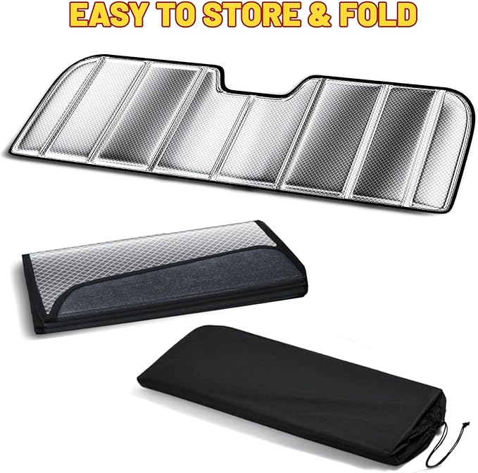 Windshield Sun Shade for Tesla Model 3 2018-2026, Model Y 2020-2026, Foldable Front Window Shade with 3-Layer Reflective Material to Keep Car Cool