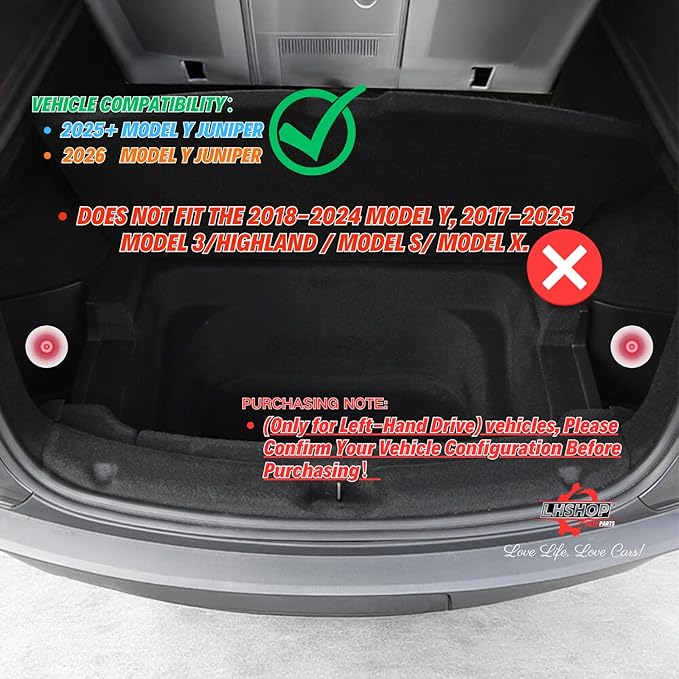 2 Pcs Trunk Storage Bins Compatible with 2025 2026 New Tesla Model Y Juniper Rear Trunk Side Organizer with Lids Hidden Compartment - TPE Waterproof, Black Interior Accessories