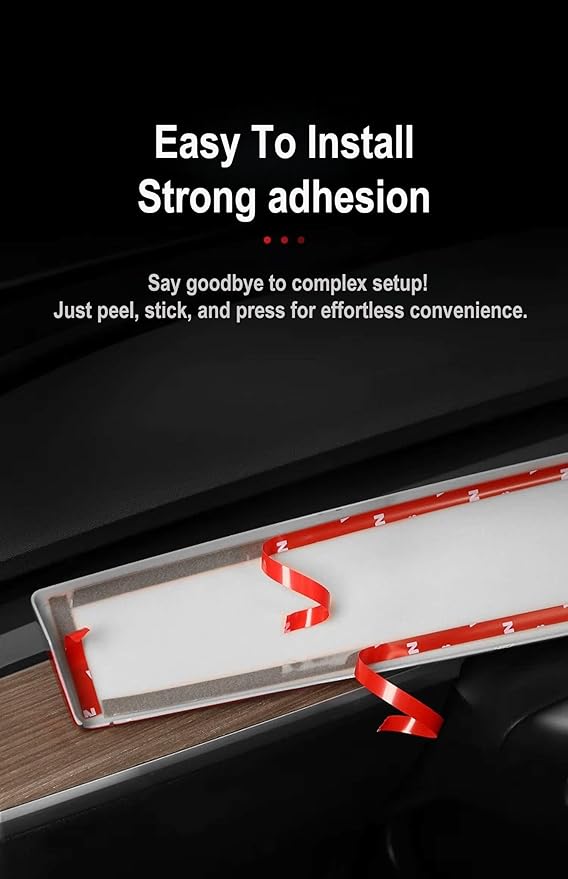 Dashboard Cover Wrap Compatible with Tesla Model Y 2019-2024 & Model 3 2021-2023, Interior Decoration Accessories, Not for Performance (Matte Carbon Fiber Pattern, 2PCS)