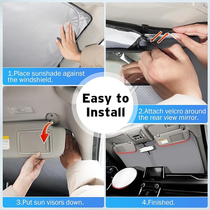 Windshield Sun Shade for Honda CRV 2023 2024 2025, Upgraded Nano Materials Front Window Shade Cover for CRV Accessories, Foldable Sun Shield Visor Protector Block UV Rays Keeps Vehicle Cool