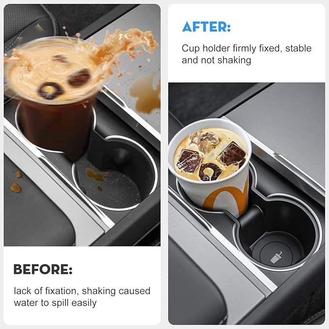 Cup Holder Insert for Tesla Model Y 2026 TPE Center Console Drink Holder Accessories Compatible with 2025-2026 New Model Y Juniper and 2024-2026 Model 3
