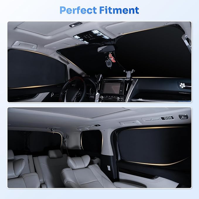 Sunshades for 2025 2026 Nissan Armada Accessories Windshield Sun Shade Side Rear Window Shade Cover Sun Visor Shield Privacy Protection for Camping Keep Vehicle Cool Black 8PCS