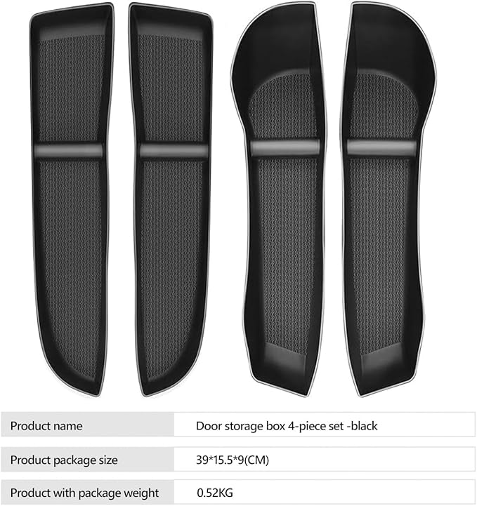 2025 Model 3 Highland Door Side Storage Box Organizer, Front & Rear Door Pocket Liners Slot Insert Tray Protector Non-Slip Liner TPE Compatible 2024-2026 Accessories