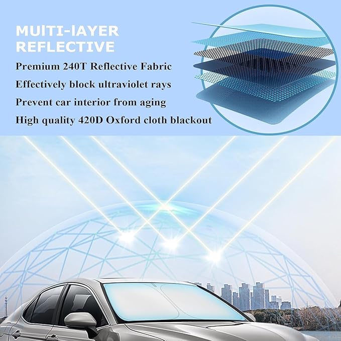 Truck Windshield Sun Shade Compatible with Chevrolet Silverado 1500 2025 2024 2023 2022 2021 2020 2019